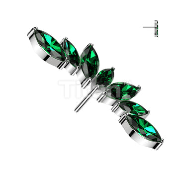 Implant Grade Titanium Threadless Push In 7 Marquise CZ Wide Fan Top - Image 3