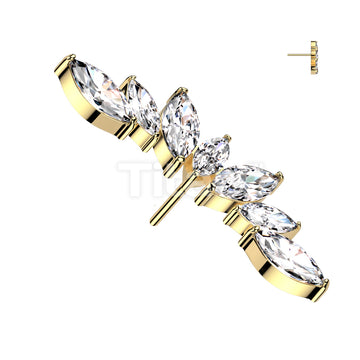 Implant Grade Titanium Threadless Push In 7 Marquise CZ Wide Fan Top - Image 4