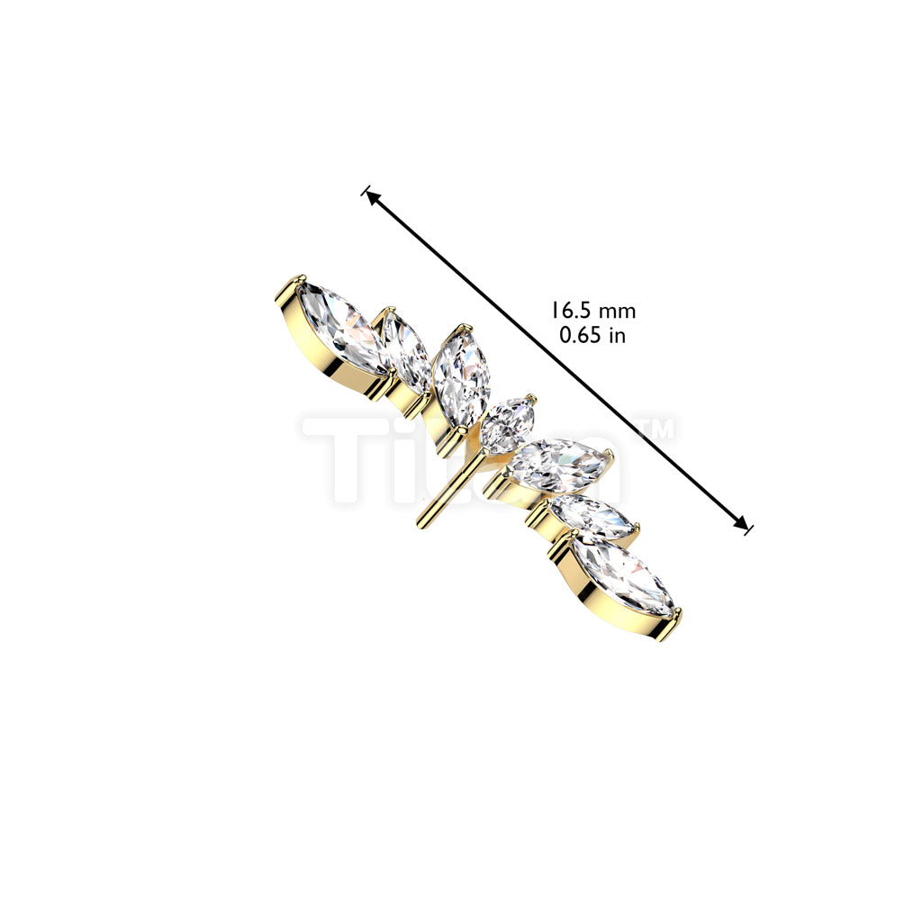 Implant Grade Titanium Threadless Push In 7 Marquise CZ Wide Fan Top - Image 6