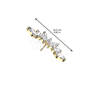 Implant Grade Titanium Threadless Push In 7 Marquise CZ Wide Fan Top - Image 6