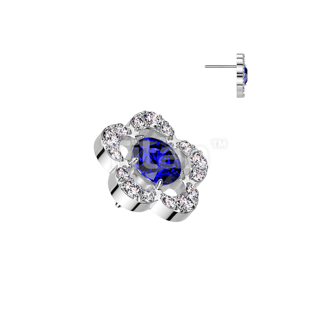 Implant Grade Titanium Threadless Push In CNC Set CZ Flower With Round CZ Center Top - Image 3