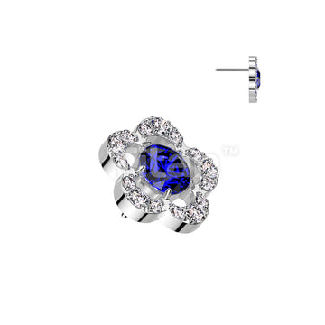 Implant Grade Titanium Threadless Push In CNC Set CZ Flower With Round CZ Center Top - Image 3