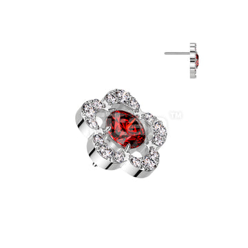 Implant Grade Titanium Threadless Push In CNC Set CZ Flower With Round CZ Center Top - Image 5