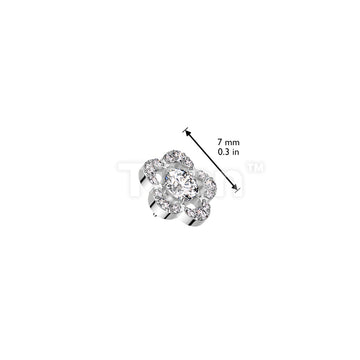 Implant Grade Titanium Threadless Push In CNC Set CZ Flower With Round CZ Center Top - Image 7