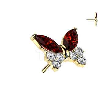 Implant Grade Titanium Threadless Push In Butterfly Top With Marquise and Pave CZ Wings - Image 3