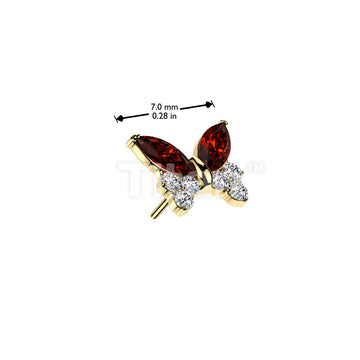 Implant Grade Titanium Threadless Push In Butterfly Top With Marquise and Pave CZ Wings - Image 4