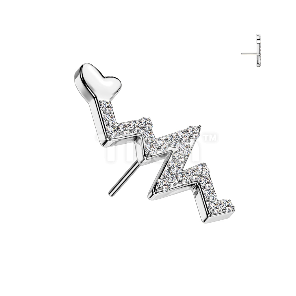 Implant Grade Titanium Threadless Push In CNC Pave CZ Heartbeat - Image 2