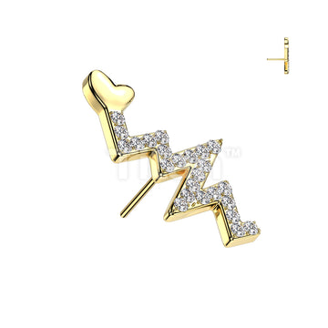 Implant Grade Titanium Threadless Push In CNC Pave CZ Heartbeat - Image 3