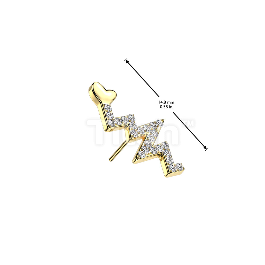Implant Grade Titanium Threadless Push In CNC Pave CZ Heartbeat - Image 4