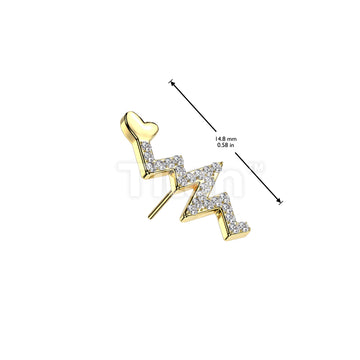 Implant Grade Titanium Threadless Push In CNC Pave CZ Heartbeat - Image 4