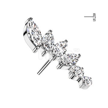 Implant Grade Titanium Threadless Push In Marquise CZ Fan With Round CZ Top - Image 2