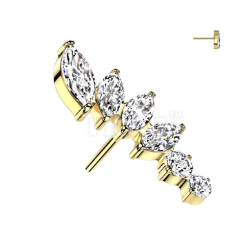 Implant Grade Titanium Threadless Push In Marquise CZ Fan With Round CZ Top - Image 3