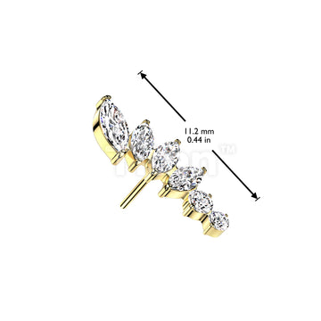Implant Grade Titanium Threadless Push In Marquise CZ Fan With Round CZ Top - Image 4
