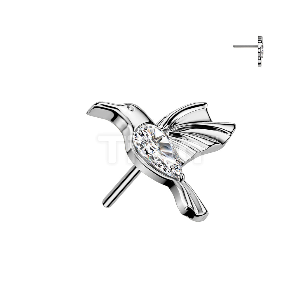 Implant Grade Titanium Threadless Push In CZ Hummingbird Top - Image 2