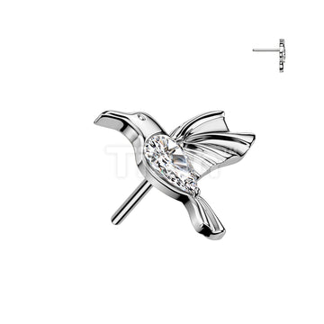 Implant Grade Titanium Threadless Push In CZ Hummingbird Top - Image 2