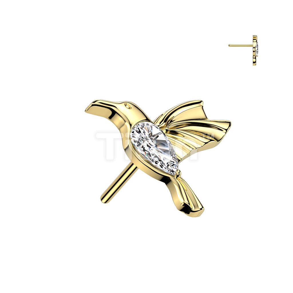 Implant Grade Titanium Threadless Push In CZ Hummingbird Top - Image 3