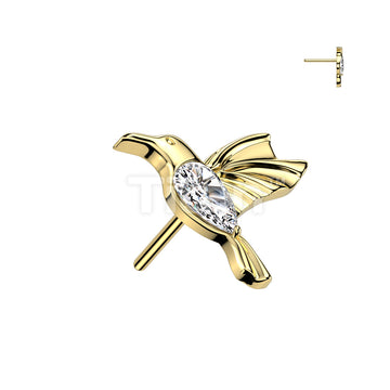 Implant Grade Titanium Threadless Push In CZ Hummingbird Top - Image 3
