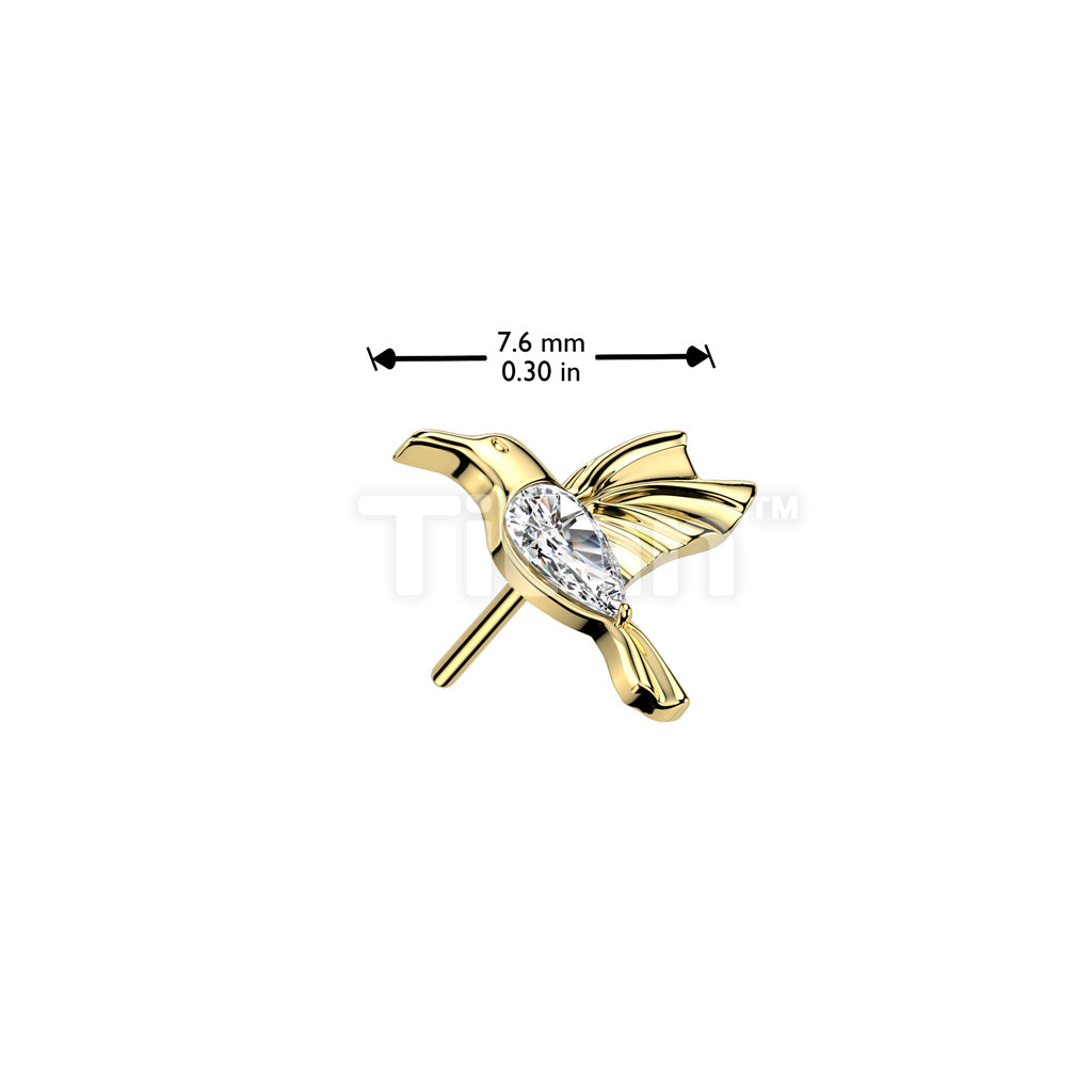Implant Grade Titanium Threadless Push In CZ Hummingbird Top - Image 4