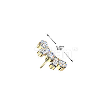 Titanium Threadless Push In Round and Baguette CZ Crown Top - Image 4