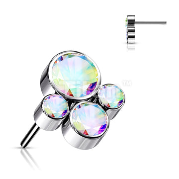 Implant Grade Titanium Threadless Push In Top With Cluster of 4 Bezel Set CZs - Image 3