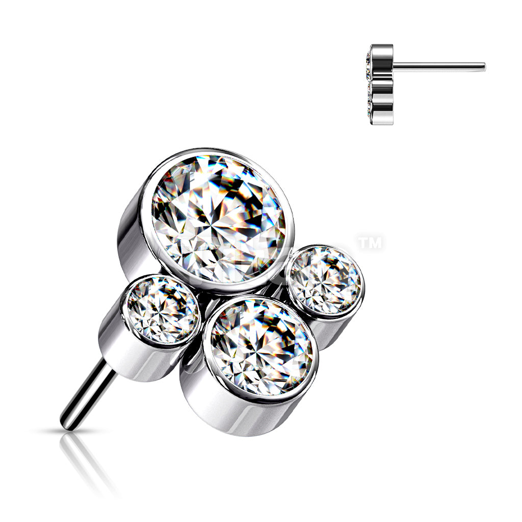 Implant Grade Titanium Threadless Push In Top With Cluster of 4 Bezel Set CZs - Image 4