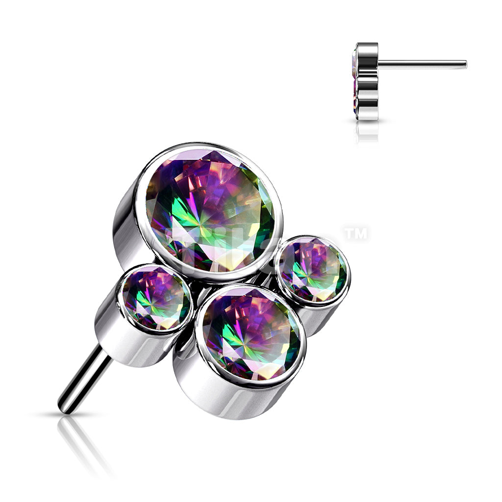 Implant Grade Titanium Threadless Push In Top With Cluster of 4 Bezel Set CZs - Image 5