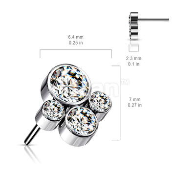 Implant Grade Titanium Threadless Push In Top With Cluster of 4 Bezel Set CZs - Image 6