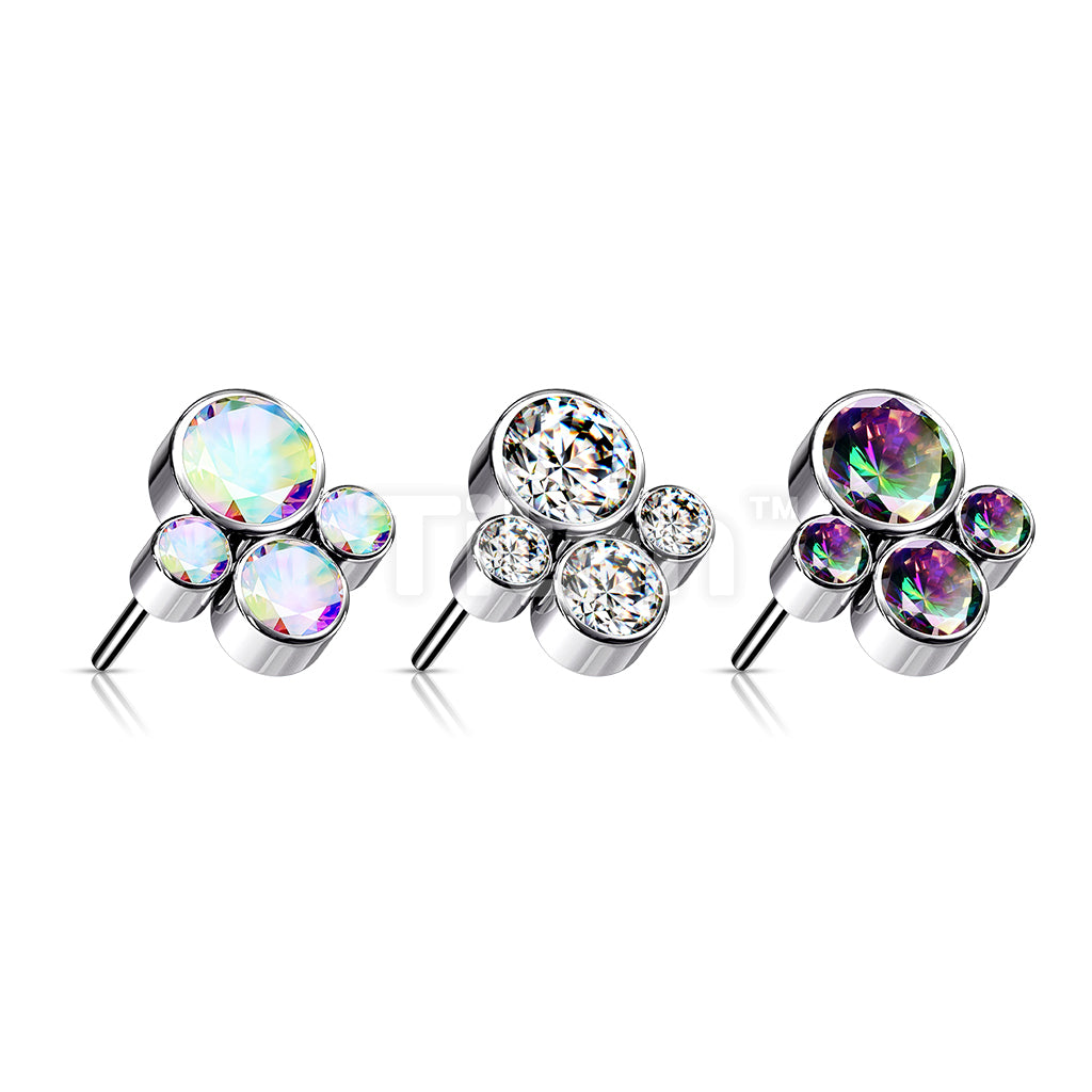Implant Grade Titanium Threadless Push In Top With Cluster of 4 Bezel Set CZs - Image 7