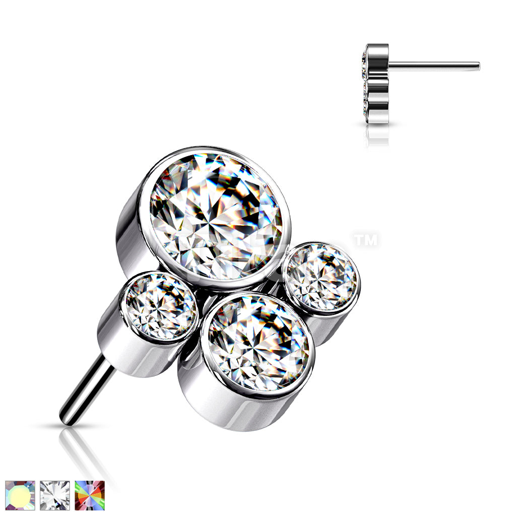 Implant Grade Titanium Threadless Push In Top With Cluster of 4 Bezel Set CZs - Image 2