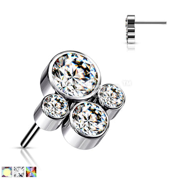 Implant Grade Titanium Threadless Push In Top With Cluster of 4 Bezel Set CZs - Image 2