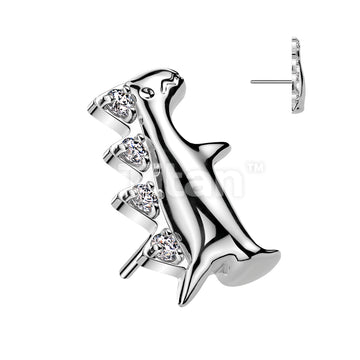Implant Grade Titanium Threadless Push In Dinosaur With CZ Back Top - Image 3
