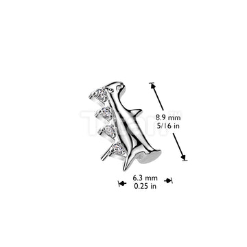 Implant Grade Titanium Threadless Push In Dinosaur With CZ Back Top - Image 4
