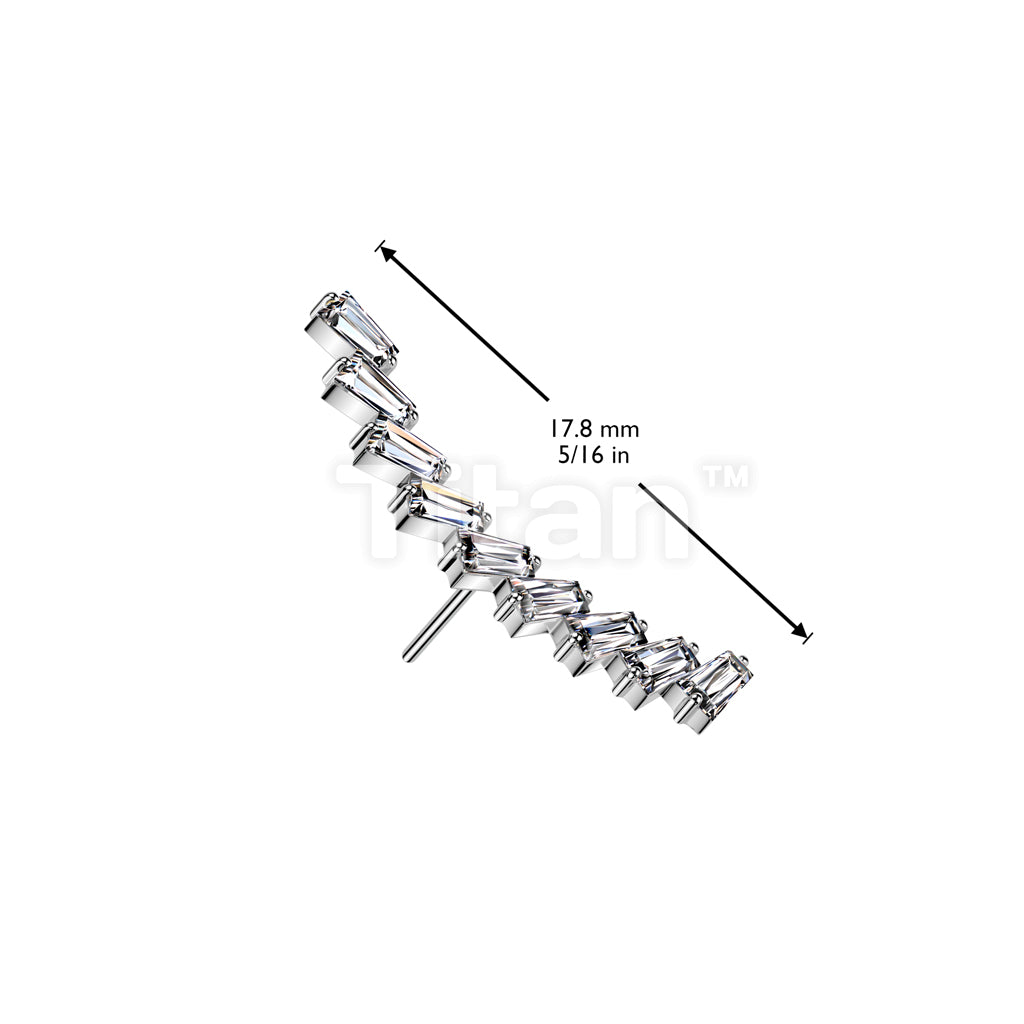 Implant Grade Titanium Threadless Push In Long Curved Baguette CZ Top - Image 4