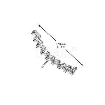 Implant Grade Titanium Threadless Push In Long Curved Baguette CZ Top - Image 4