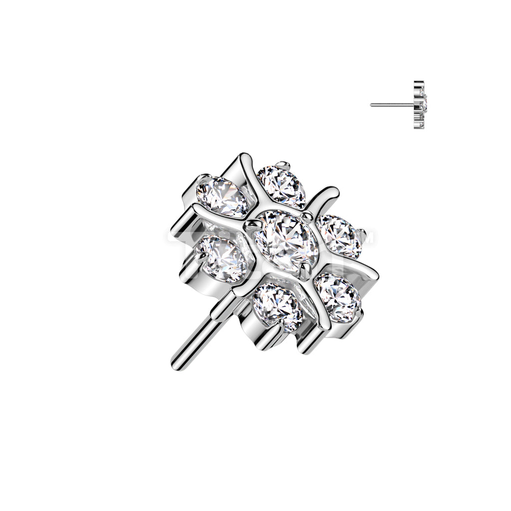 Implant Grade Titanium Threadless Push In CZ Flower Top - Image 2