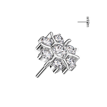 Implant Grade Titanium Threadless Push In CZ Flower Top - Image 2