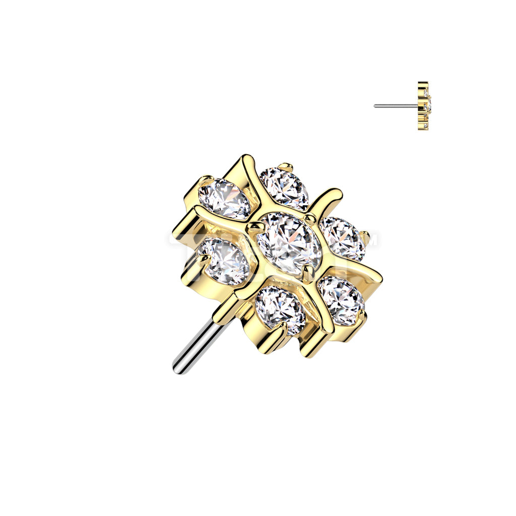 Implant Grade Titanium Threadless Push In CZ Flower Top - Image 3