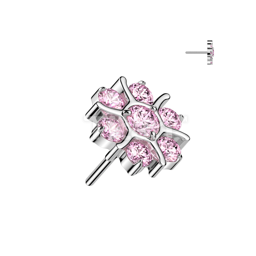 Implant Grade Titanium Threadless Push In CZ Flower Top - Image 4
