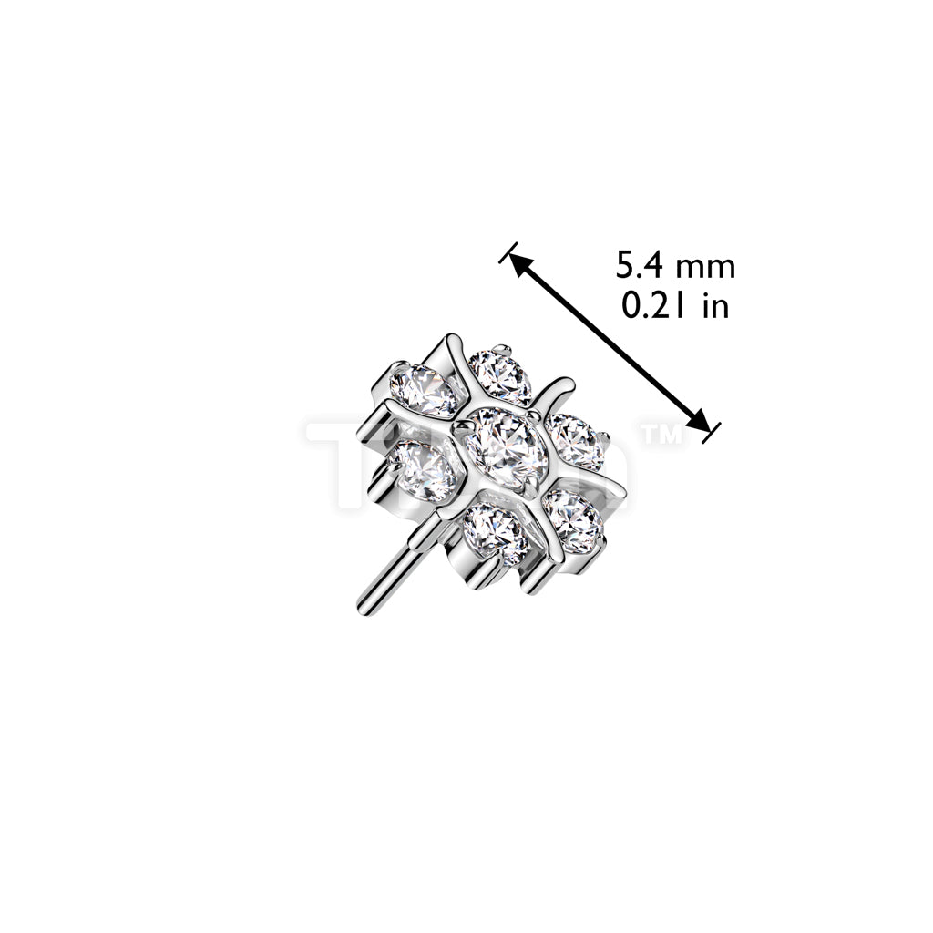 Implant Grade Titanium Threadless Push In CZ Flower Top - Image 6