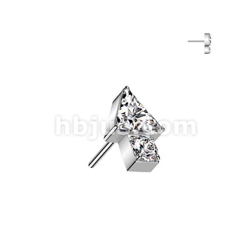 Implant Grade Titanium Threadless Push In Triangle CZ Top With Round CZ Bottom - Image 2