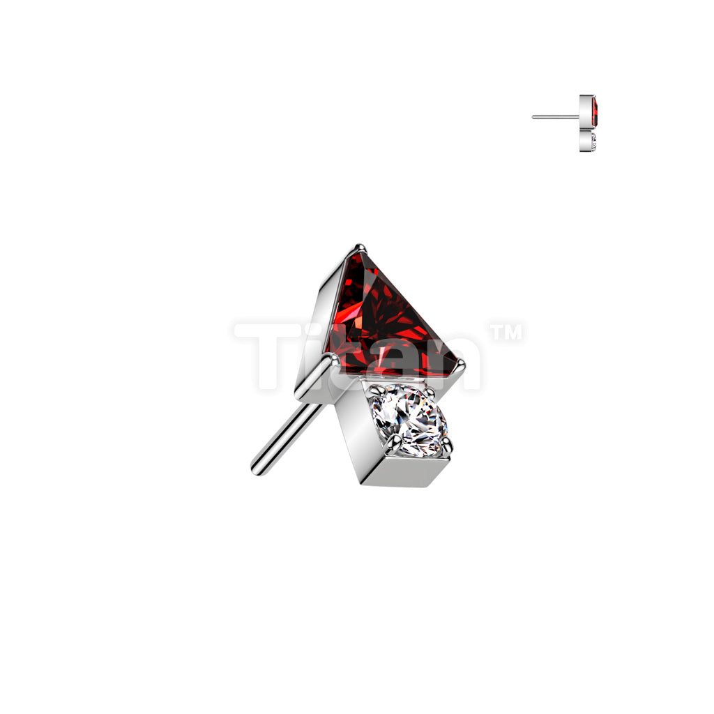 Implant Grade Titanium Threadless Push In Triangle CZ Top With Round CZ Bottom - Image 3
