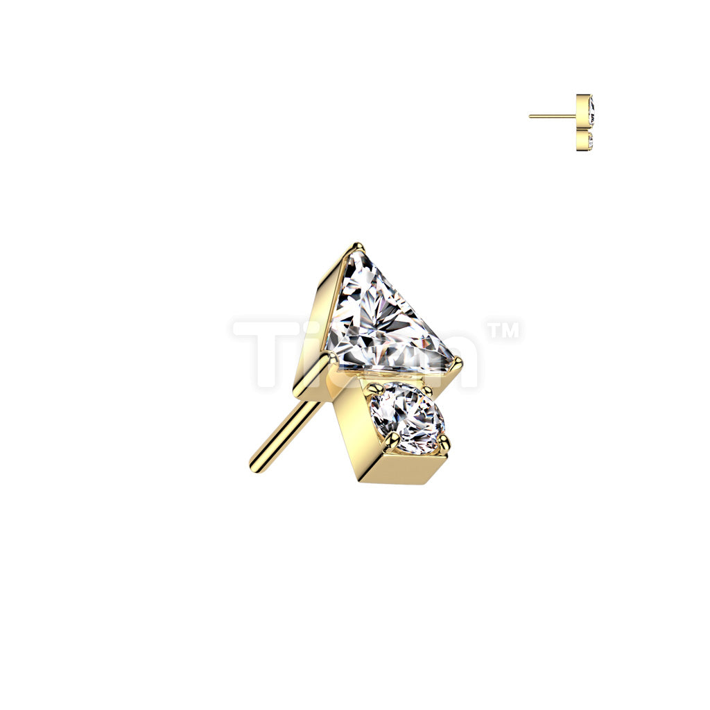 Implant Grade Titanium Threadless Push In Triangle CZ Top With Round CZ Bottom - Image 4