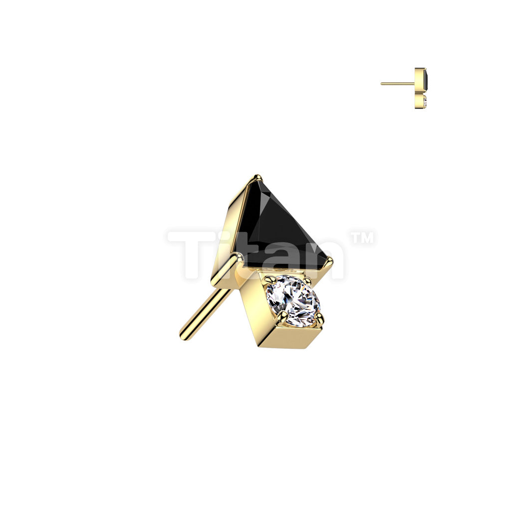 Implant Grade Titanium Threadless Push In Triangle CZ Top With Round CZ Bottom - Image 5