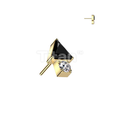 Implant Grade Titanium Threadless Push In Triangle CZ Top With Round CZ Bottom - Image 5