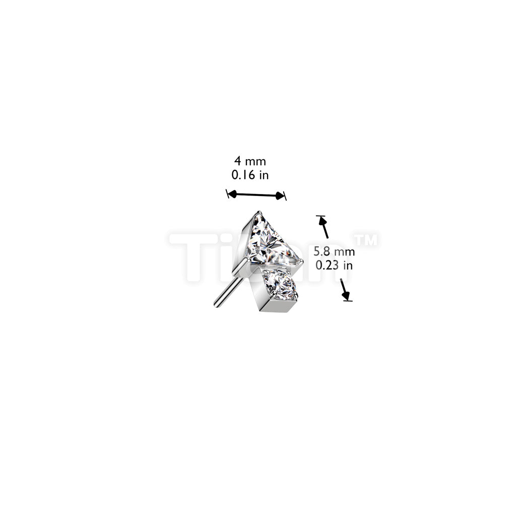 Implant Grade Titanium Threadless Push In Triangle CZ Top With Round CZ Bottom - Image 6