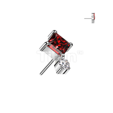 Implant Grade Titanium Threadless Push In Diamond CZ Top With Round CZ Bottom - Image 3