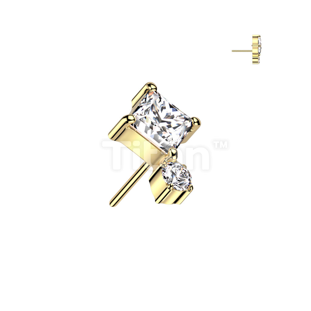 Implant Grade Titanium Threadless Push In Diamond CZ Top With Round CZ Bottom - Image 4