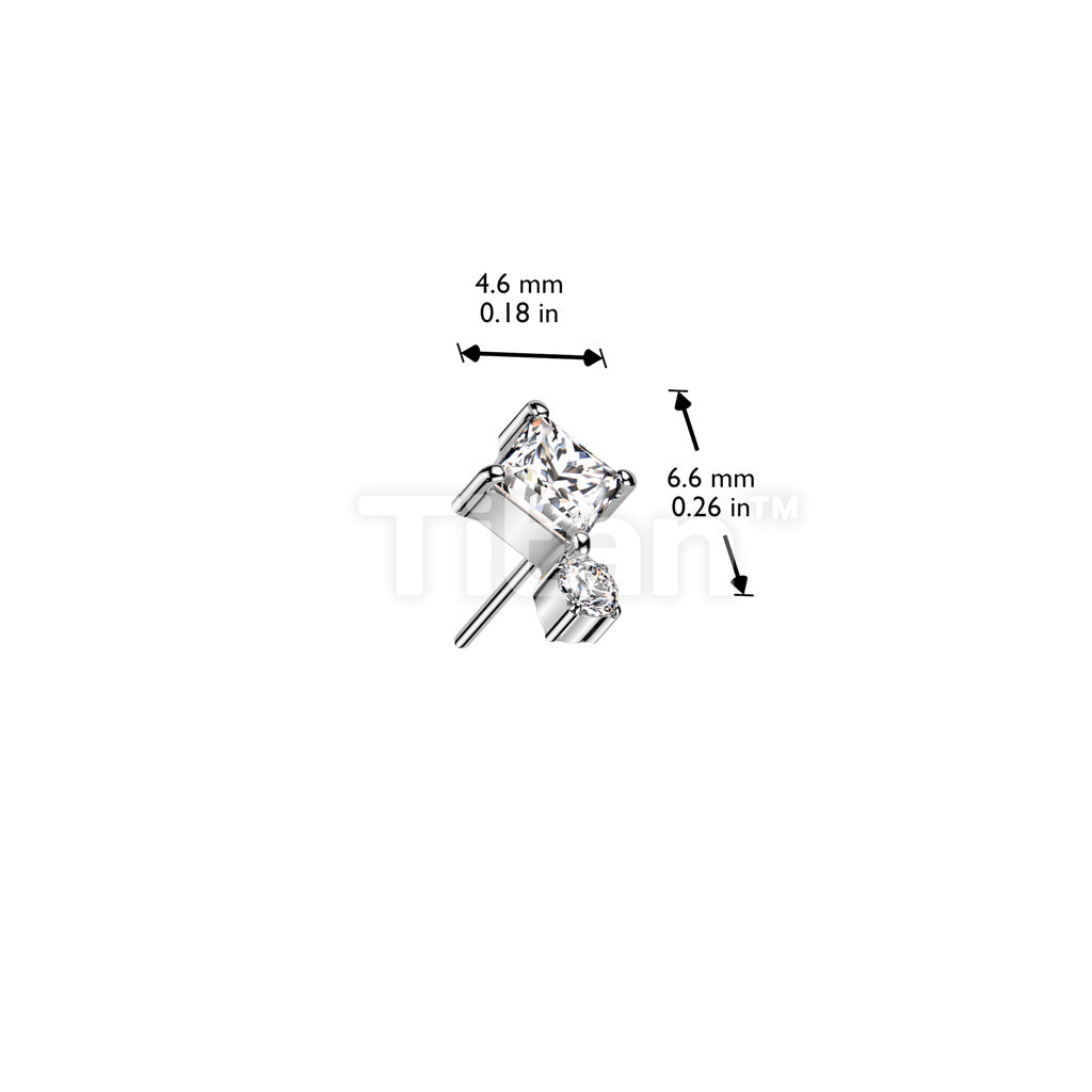 Implant Grade Titanium Threadless Push In Diamond CZ Top With Round CZ Bottom - Image 6