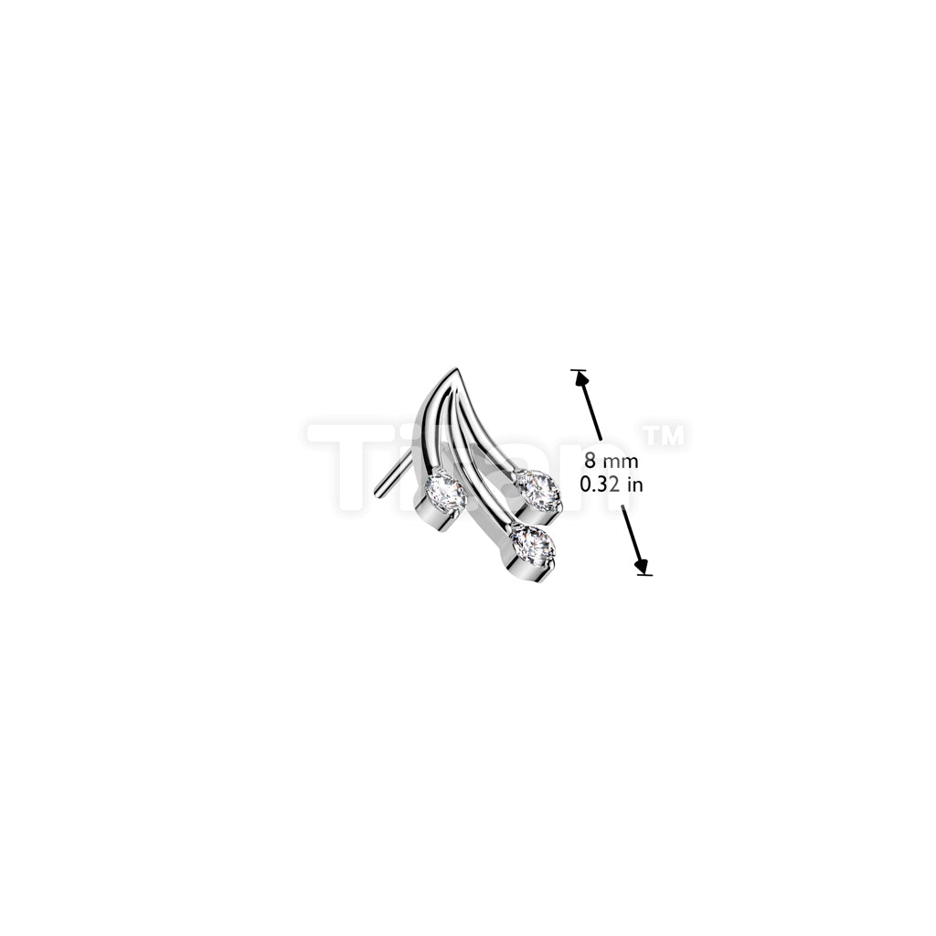 Implant Grade Titanium Threadless Push In 3 CZ Shooting Star Top - Image 4