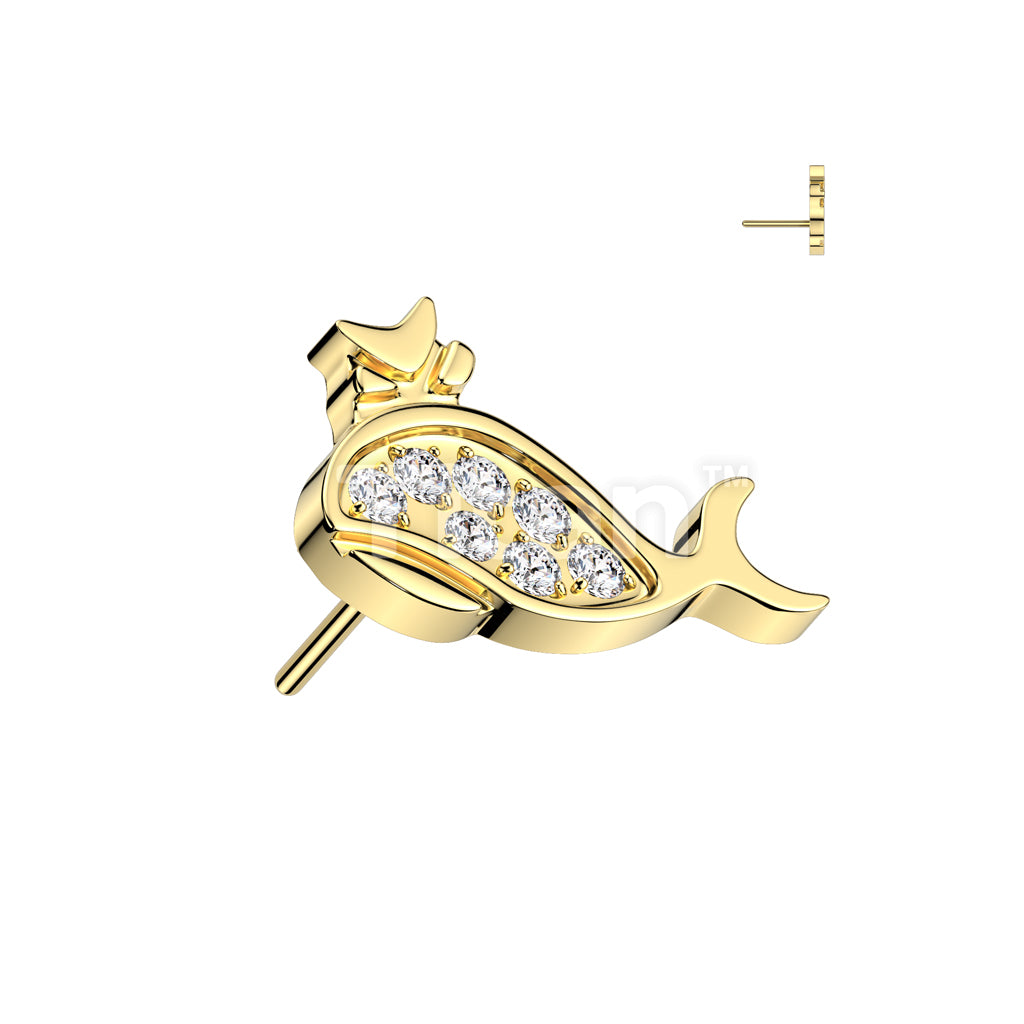 Implant Grade Titanium Threadless Push In CZ Pave Whale Top - Image 3